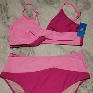 Cupshe Pink Colorblock Bikini Set | Large Bottoms / Medium Top | NWT